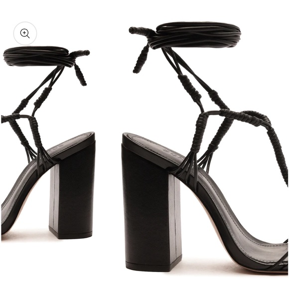 BNIB SCHUTZ Amunet Block Authentic Leather Sandal w/ Ankle Lacing - Black Size 8 - Picture 5 of 5